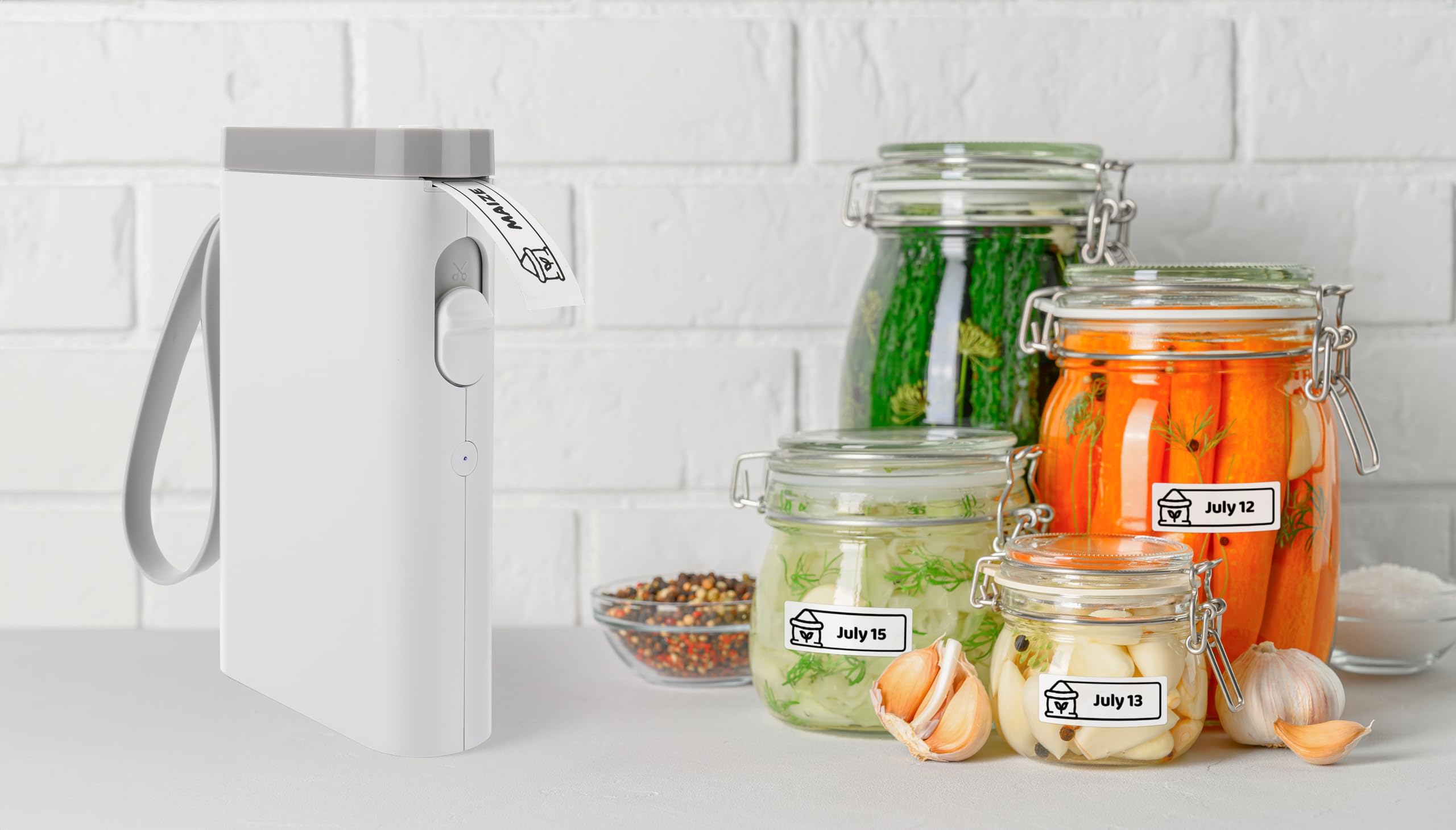 Peach Etikettendrucker weiß, Etikettiergerät kabellos Label Printer PE110A 8