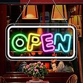 inShareplus 16.2"x 9.1" Open Sign, Adjustable Neon Open Sign, Super Bright Open Signs for Business Window, Powered by USB with ON/OFF, LED Sign Open for Stores, Restaurant Bar Hotel Wall (Horizontal)