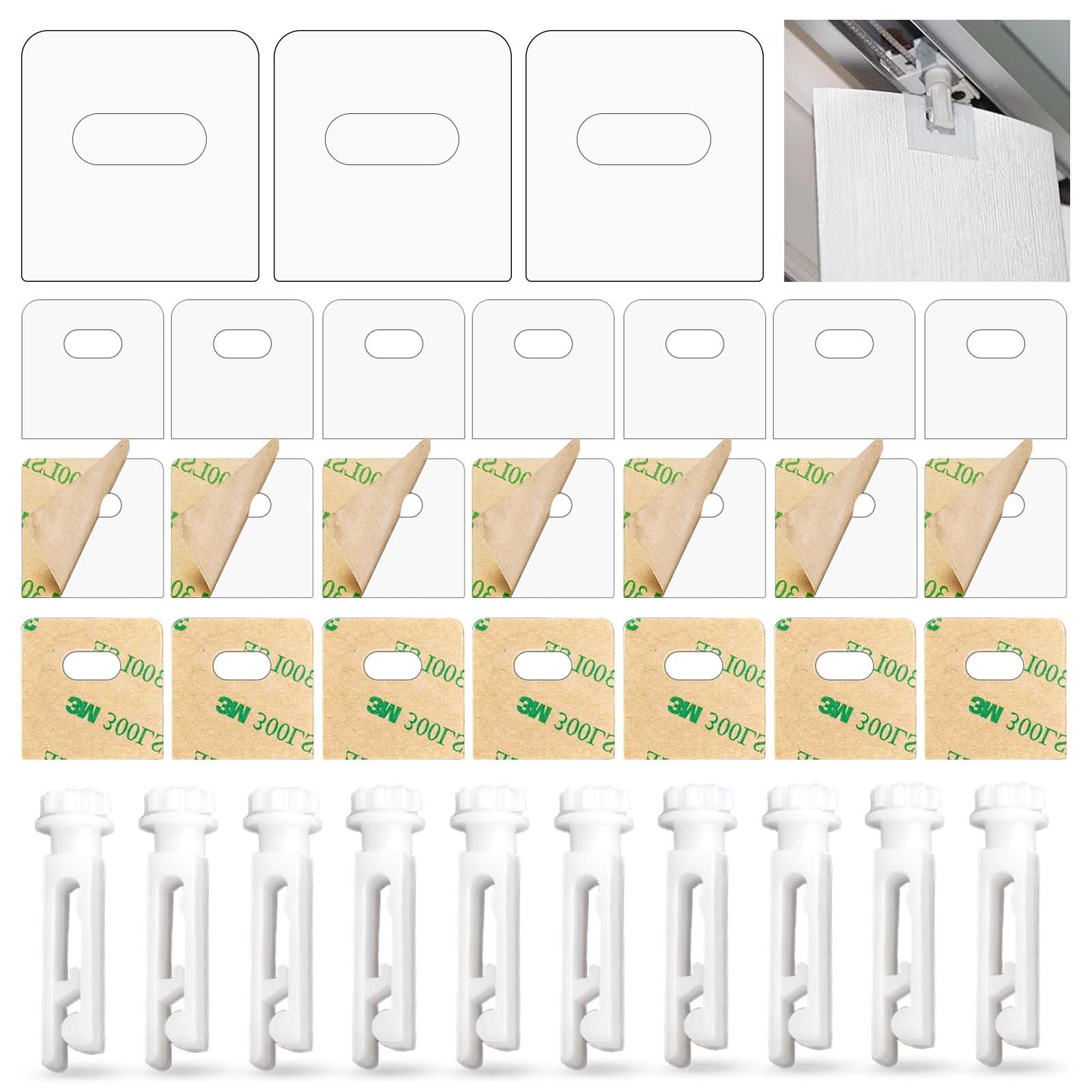 Photo 1 of 40 Pack Clear Vertical Blind Repair Tabs Sets with Vertical Blinds Replacement Stems and Clear Self-Adhesive Blinds Replacement Fixers, Window Blinds Repair Parts