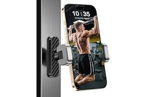 MOKPR Gym Magnetic Phone Holder【Strong Magnets】- 360 Adjustable Magnetic Phone Holders, Installable tripod and fill light, Phone Holder Gym Accessories for Men Women Compatible with All Phones (Grey Black)