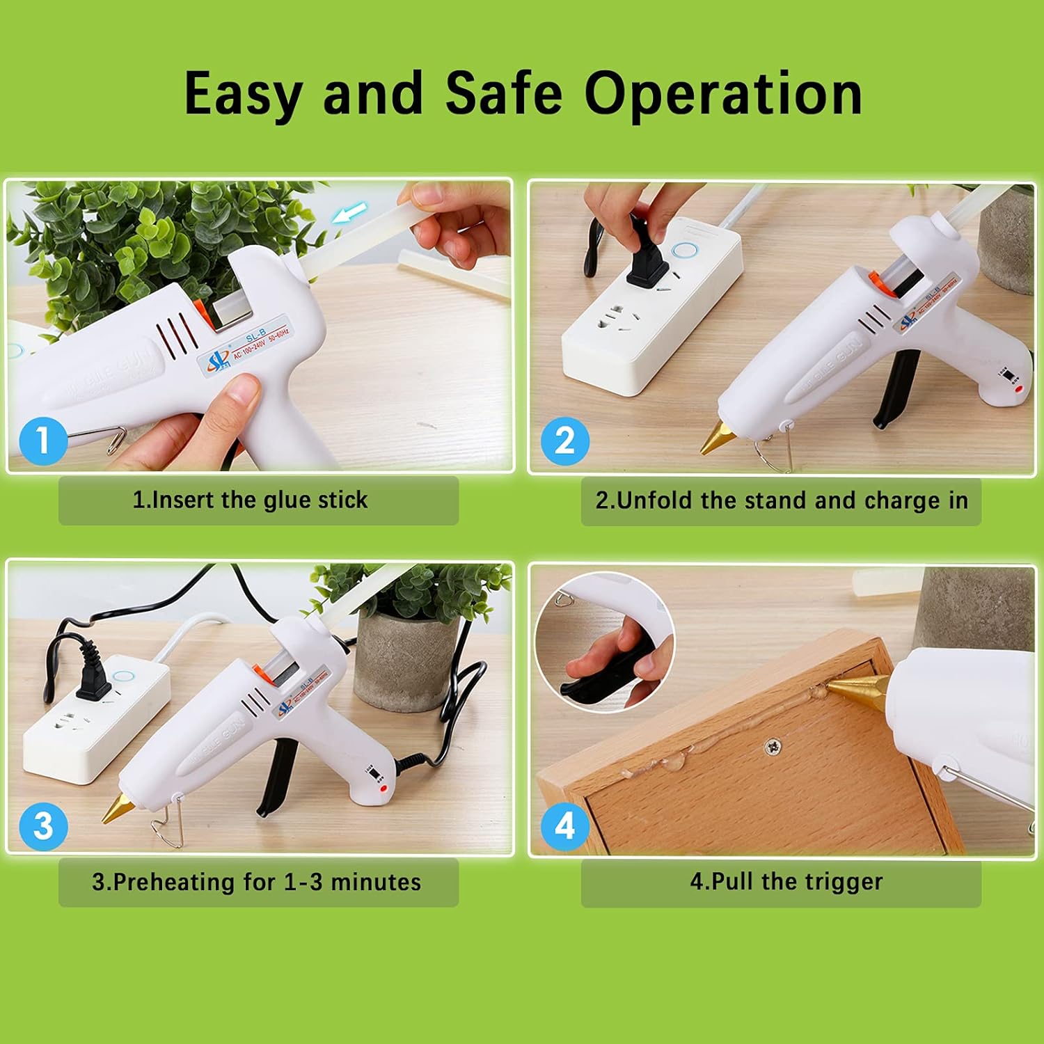 Hot Glue Gun Full Size Hot Melt Glue Gun Kit, Heavy Duty 60/100W Glue Gun with 10 Pcs Glue Gun Sticks and Protective Box for Crafts, DIY Art Decoration, Repairs