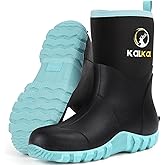 Kalkal Rubber Boots for Women, 6mm Neoprene Rain Boots with Steel Shank, Waterproof Anti-Slip Mid Calf Hunting Boots, Durable Rubber Work Boots for Farming Gardening Fishing Mud Working