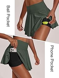 PINSPARK Womens Pleated Tennis Skirt with Shorts