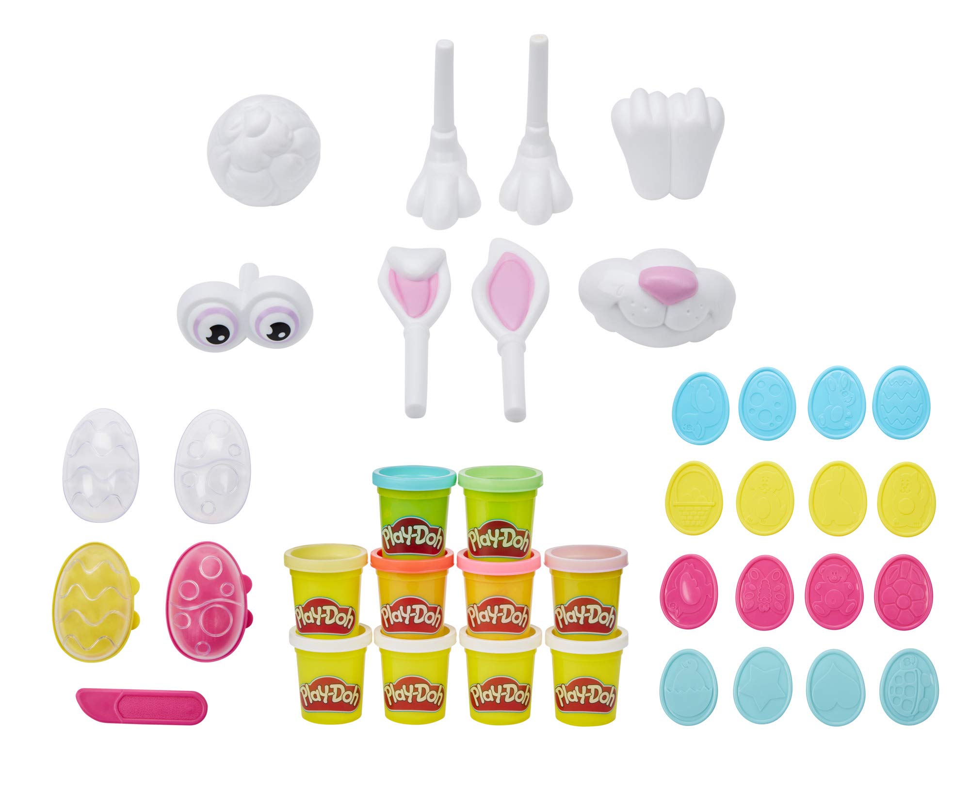 Play-Doh F0647FF1 Basket Toy 25-Piece Bundle with 10 Cans of Non-Toxic Modeling Compound, Easter Crafts for Kids 3 Years Bunny Dough Set, Multi - Amazon Exclusive