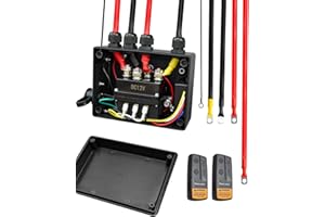 GMURA Pre-Wired Winch Control Box Kit, 12V 500A Winch Solenoid Contactor Relay & Wireless Winch Receiver & Remote Control & Jumper Cables, for 8000lbs-17000lbs ATV UTV Trailer Winches