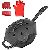 Aurionix Cast Iron Skillet with Lid Pre-seasoned Cast Iron Pans, Smoker Box for Open Fire, Oven, Stovetop, Grill Safe Cookware Set +Scraper/Cleaner+Silicone Anti-Scalding Gloves