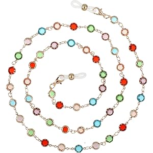 Twisina Glasses Chain for Women Eyeglass Chains for Women, Crystal Beaded Sunglass Chains Lanyard Chain for Glass Around Neck