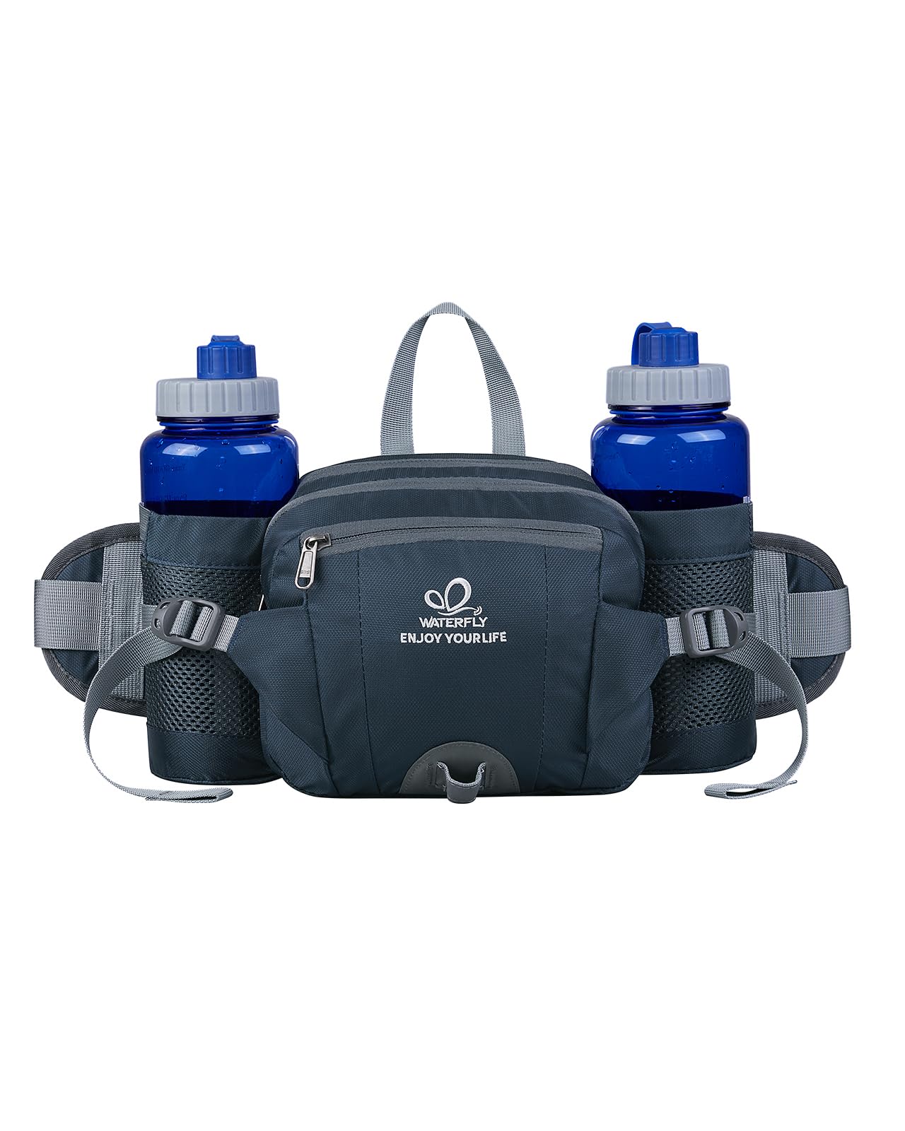 Photo 1 of WATERFLY Fanny Pack Waist Bag: Fannie Pack 2 Water Bottle Holders Lumbar Belt Hiking Walking Running Jogging Camping Large Woman Man (Bottle Not Included)
