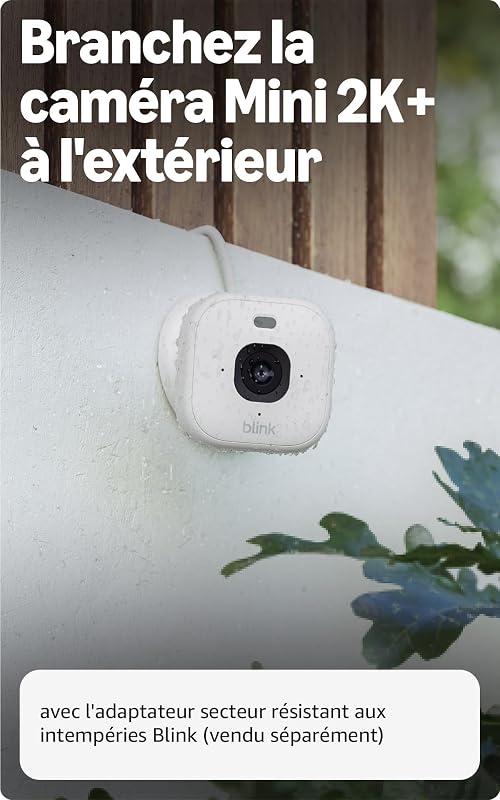 Caméra Mini 2K+ Blink (nouvelle génération) | Caméra de surveillance à domicile sur secteur avec résolution vidéo 2K, zoom 4x, vision nocturne couleur | Fonctionne avec Alexa | 2 caméras – Blanc