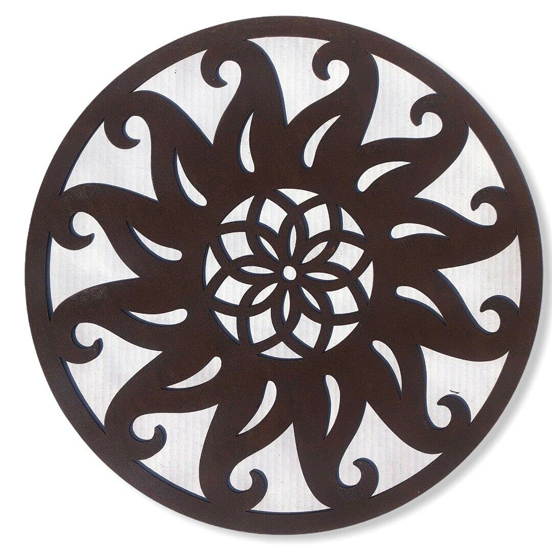 RUSTIC WAREHOUSE NORFOLK LIMITED Rusty Metal Sun Wall Decoration, Home And Garden Decor, Garden Feature, Ornament, Unique Gift, Fence Decoration, Present For Her, Garden Sign