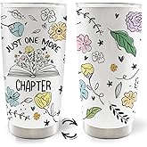 MOTERMATE Just One More Chapter 20oz Travel Coffee Mug Tumbler, Book Lovers Gift for Readers, Book Club Bookish Gift, Floral Water Stainless Steel Tumbler with Lid and Straw