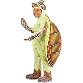 Sea Turtle Costume for Toddlers, Hooded Ocean Creature Halloween Jumpsuit