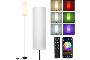 FRIDEKO HOME Frideko Floor Lamps for Living Room, Dimmable Colors Temperature & Brightness, Modern Floor Lamp Remote, Tall Standing Lamps for Living Room Bedroom Office, White Lampshade 9W RGB Smart Bulb