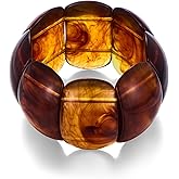 VEDAIM Acrylic Chunky Bangles Bracelets for Women Resin Stretchable Bracelets Wide Wristbands Gift Jewelry Amber