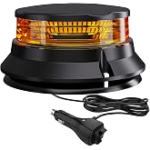 WINECO LED Amber Strobe Beacon Lights, Safety Warning Emergency Hazard Rotating Flashing Lights for Forklift Truck, Tractor, Golf Carts, ATV, Postal Car, 12-24V Magnetic Base and Permanent Mount