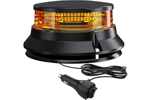 WINECO LED Amber Strobe Beacon Lights, Safety Warning Emergency Hazard Rotating Flashing Lights for Forklift Truck, Tractor, Golf Carts, ATV, Postal Car, 12-24V Magnetic Base and Permanent Mount