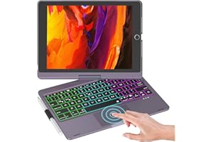NOKBABO iPad 9th Generation Case with Keyboard 360° Rotatable Touchpad and 7 Color Backlight & Pencil Holder for iPad 9th/8th/7th Gen 10.2 inch & iPad Air 3rd Gen/iPad Pro 10.5 inch - Dark Purple