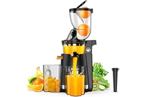 CFBF Cold Press Juicer Machines, 300W Slow Masticating Juicer Machines with 3.5inch (89mm) Large Feed Chute, Slow Cold Press Juicer Machines Vegetable and Fruit, Reverse Function Easy to Clean with Brush
