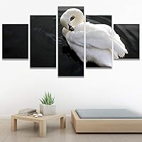 SIGNWIN 5 Panel Canvas Wall Art Swan Lake for Home Decorations Ready to Hang - 60