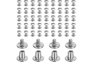 HARFINGTON 40set Chicago Screw M2x4mm 3mm Length Metal Phillips Nail Rivet Stud Bolts Rivets Binding Post Screw for DIY Leath
