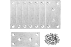 8 Pcs Fleat Brackets for Wood, 80 × 40 mm Heavy Duty Stainless Steel Mending Plates, Joining Bracket Wood Connectors for Furn