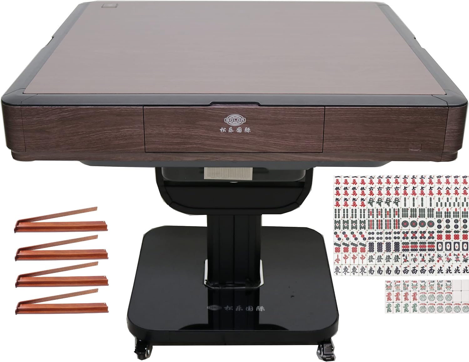 Photo 1 of **MISSING BOXES**
USA Mahjong Table Ultra-Thin Automatic Mahjong Table Roller Coaster Style, 36mm American Style Tiles Built-in Hard Table Cover Set of 4 19'' Wooden Pushers & Racks (Folding, Wooden)