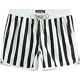 maamgic Mens Boys Short 80s 90s Vintage Swim Trunks with Mesh Lining Quick Dry Swim Suits Board Shorts