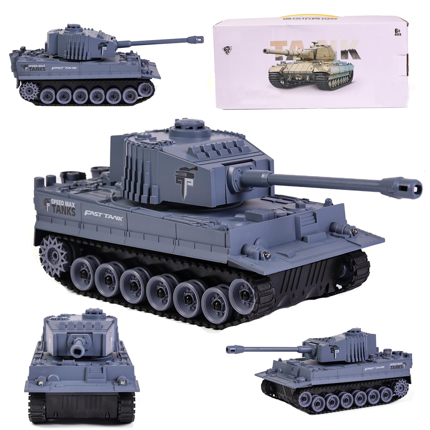 SULIFEVIP 1/30 German Tiger I,T90 RC Tank Remote Control Toys Vehicles Truck RC Car 2.4Ghz Radio Controlled Toy 360° Rotational Realistic Lights Sounds For Kids Boy Multiplayer Play (Tiger-Blue)