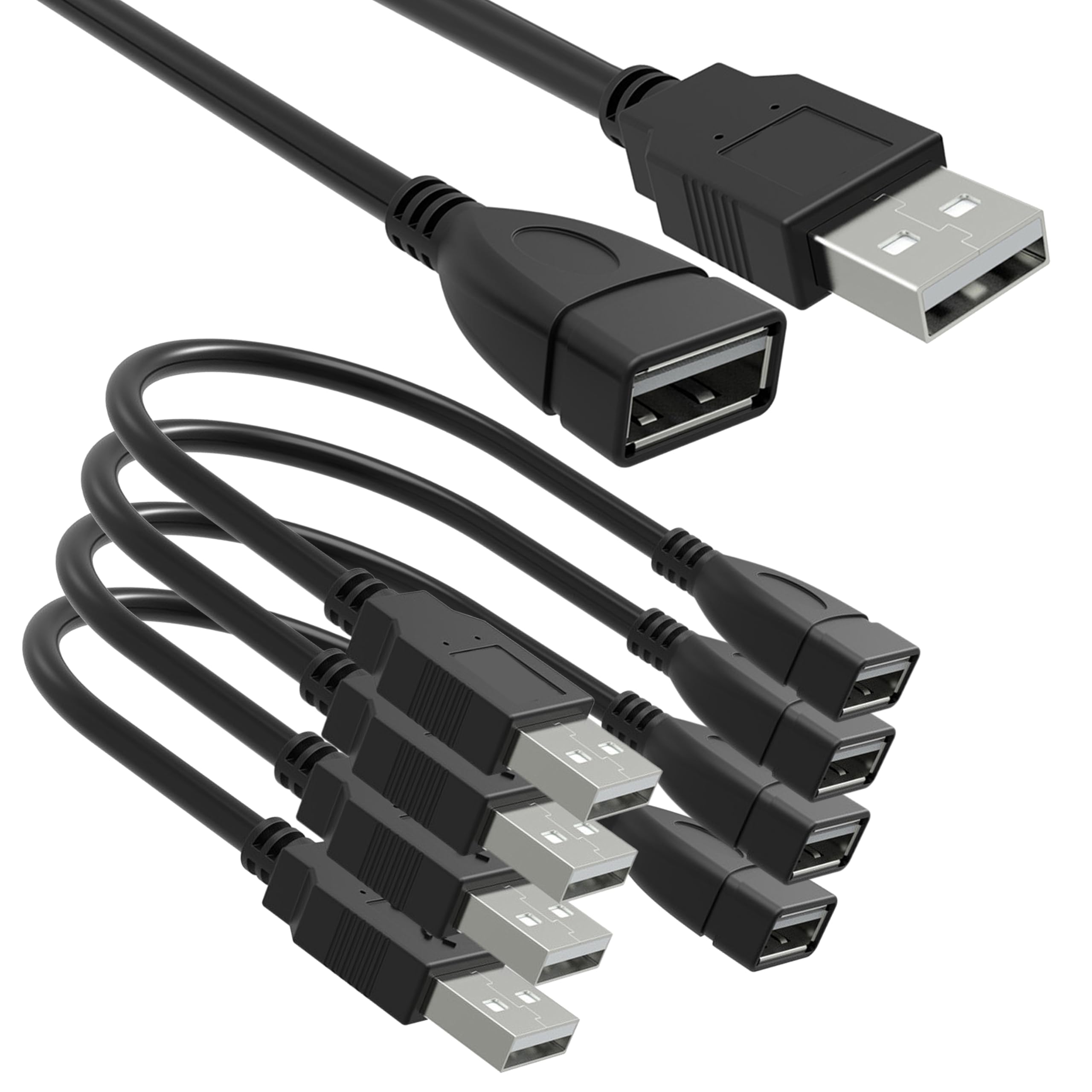 Photo 1 of SaiTech IT 4 Pack (15cm - 6inch) Adjustable Flexible USB 2.0 Male to Female Extension Plug/Socket Adapter Cable - Shortest USB 2.0 Extension Cable