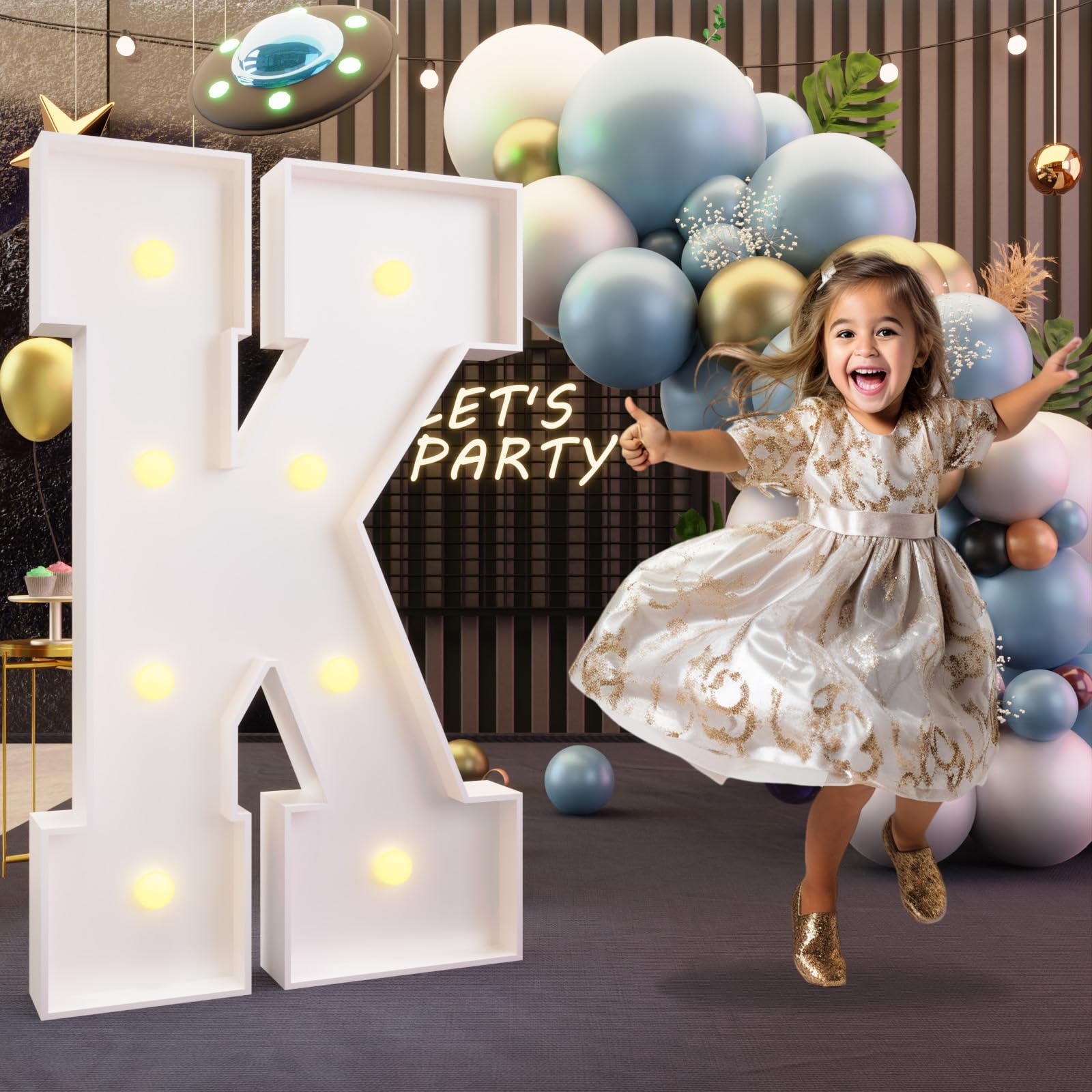 Photo 1 of imprsv Marquee Light Up Letters, 3FT Marquee Letters for Birthday Baby Shower Wedding Decorations Light Up Letters for Engagement Party Decor, Large Marquee Letters for Party Decorations, Letter K