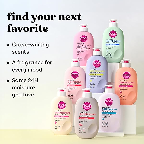 EOS SHEA BETTER BODY LOTION, FRESH & COZY, 24-HOUR MOISTURE SKIN CARE, LIGHTWEIGHT & NON-GREASY, NATURAL SHEA, VEGAN, 16 FL OZ