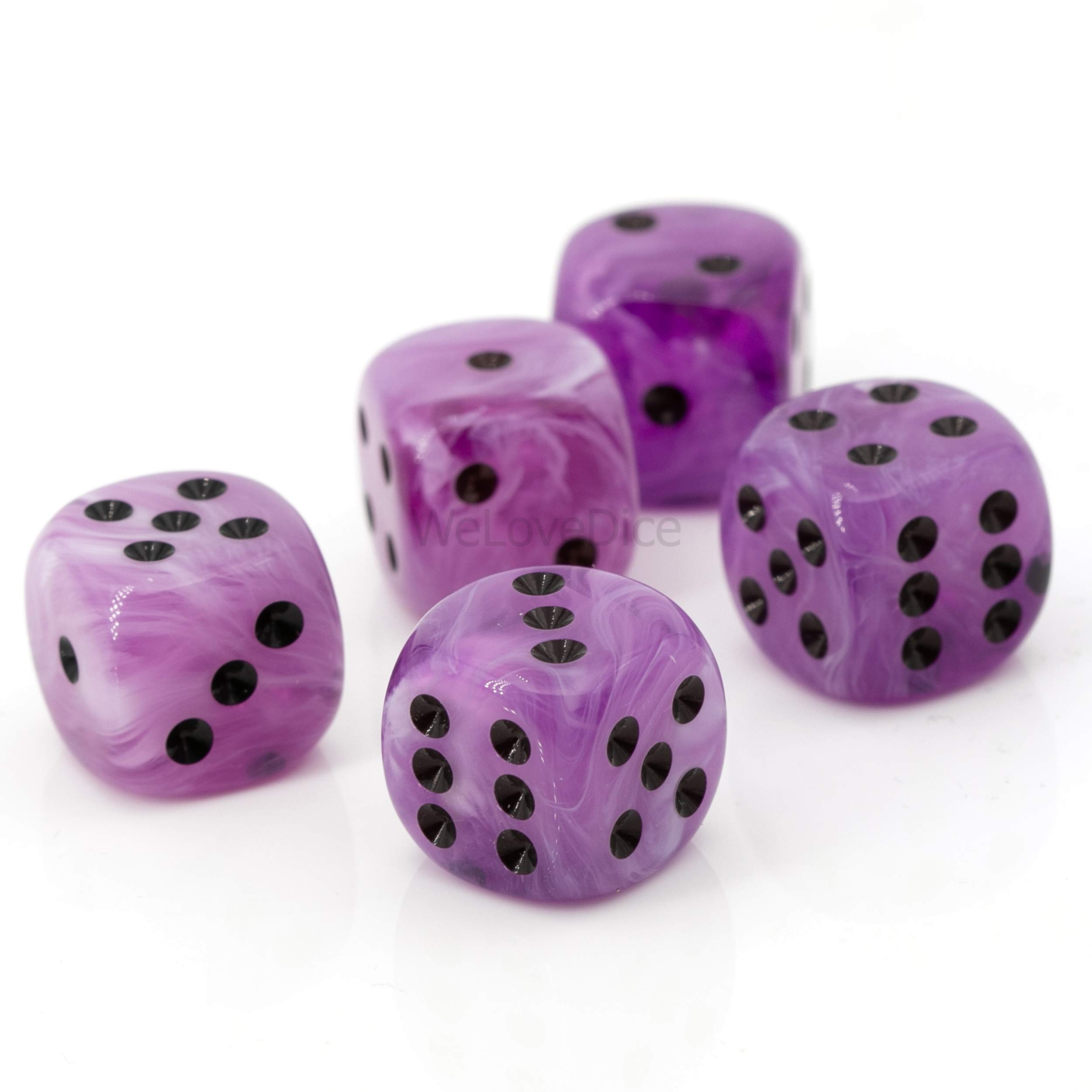 D6 Dice pansies purple/black - Made in Germany! - 5 Pcs