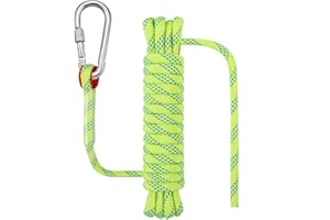 Dokumaru 5/16 in x 15 FT Outdoor Rope for Marine, Hunting, Boating, Fishing, Rafting, Camping, Hiking, Anchor, Mooring, Floating, Dock Lines, Canoe, Rescuing Fluorescent Green with Hook