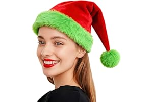 Barelove Christmas Hat, Xmas Hats for Adults, Unisex Velvet Classic Santa Hat for Xmas New Year Party Headwear