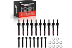 ROGIERRA 03309 Exhaust Manifold Bolts nut kits Compatible with 1999-2009 Dodge Dakota Durango Ram 1500 Chrysler Aspen Jeep Grand Cherokee Commander Mitsubishi Raider 4.7L V8 Replaces 6505257AA 6504331