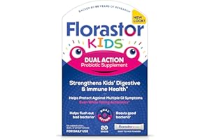 Florastor Kids Dual Action Probiotic Supplement, Strengthens Kids' Digestive & Immune Health, 20 Easy-to Mix Powder Sticks, Packaging May Vary