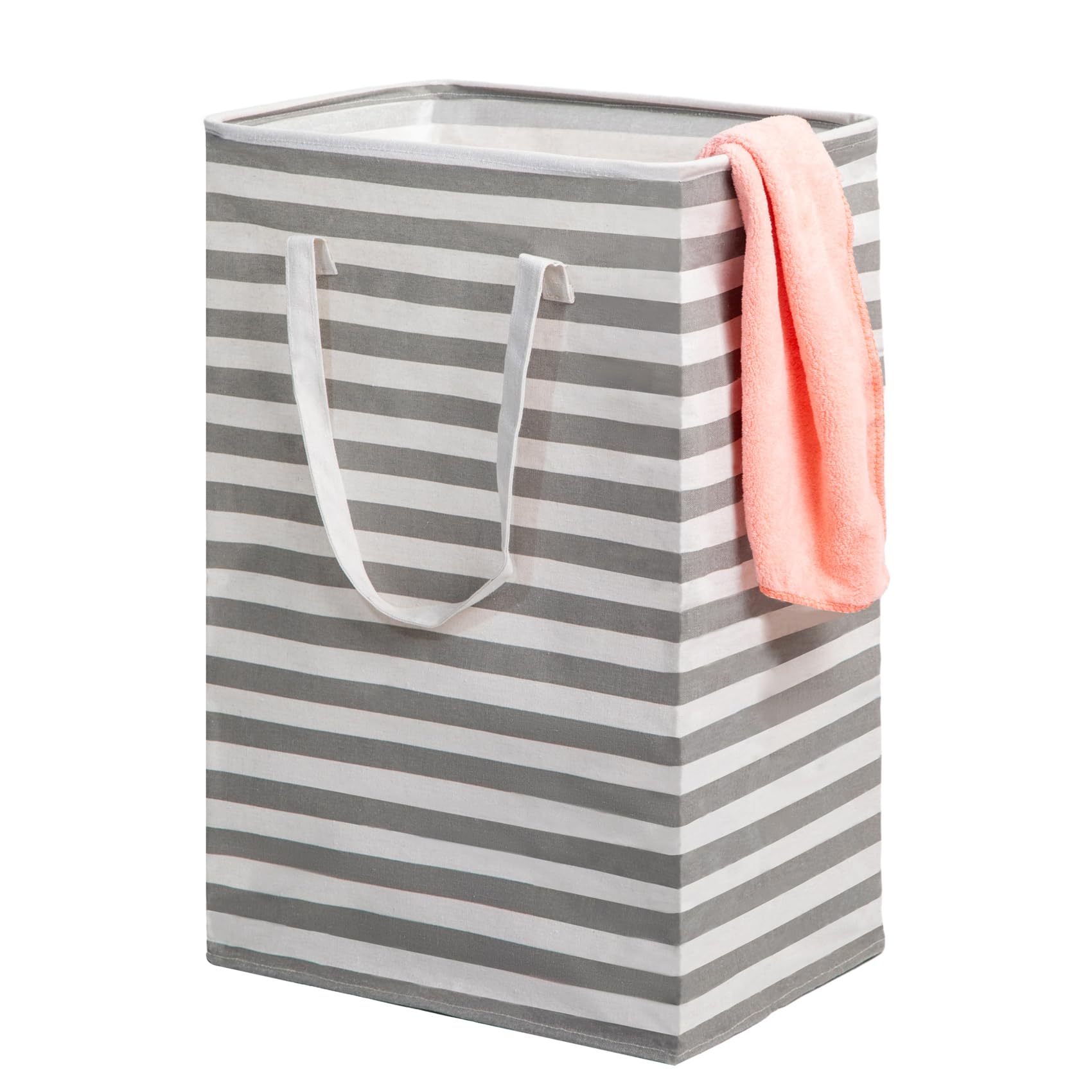 Laundry Hamper, Dirty Foldable Washing Basket for Laundry, Rectangle Freestanding Tall Cotton Collapsible Laundry Clothes Hamper with Handle for Clothes Toys Storage in Bedrooms Laundry Room Bathroom