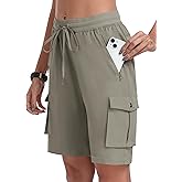 MoFiz Women's 10" Hiking Cargo Shorts Lightweight Quick Dry Outdoor Running Athletic Short Summer Travel Loose 6 Pockets
