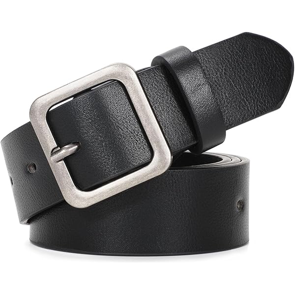 Genuine Leather Square Buckle Belt For Women Vintage Pin Buckle