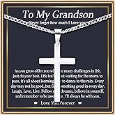 EPIRORA Cross Necklaces Gifts for Men, Silver Cuban Link Chain Necklace Gifts for Dad Son Grandson Uncle Nephew Boyfriend