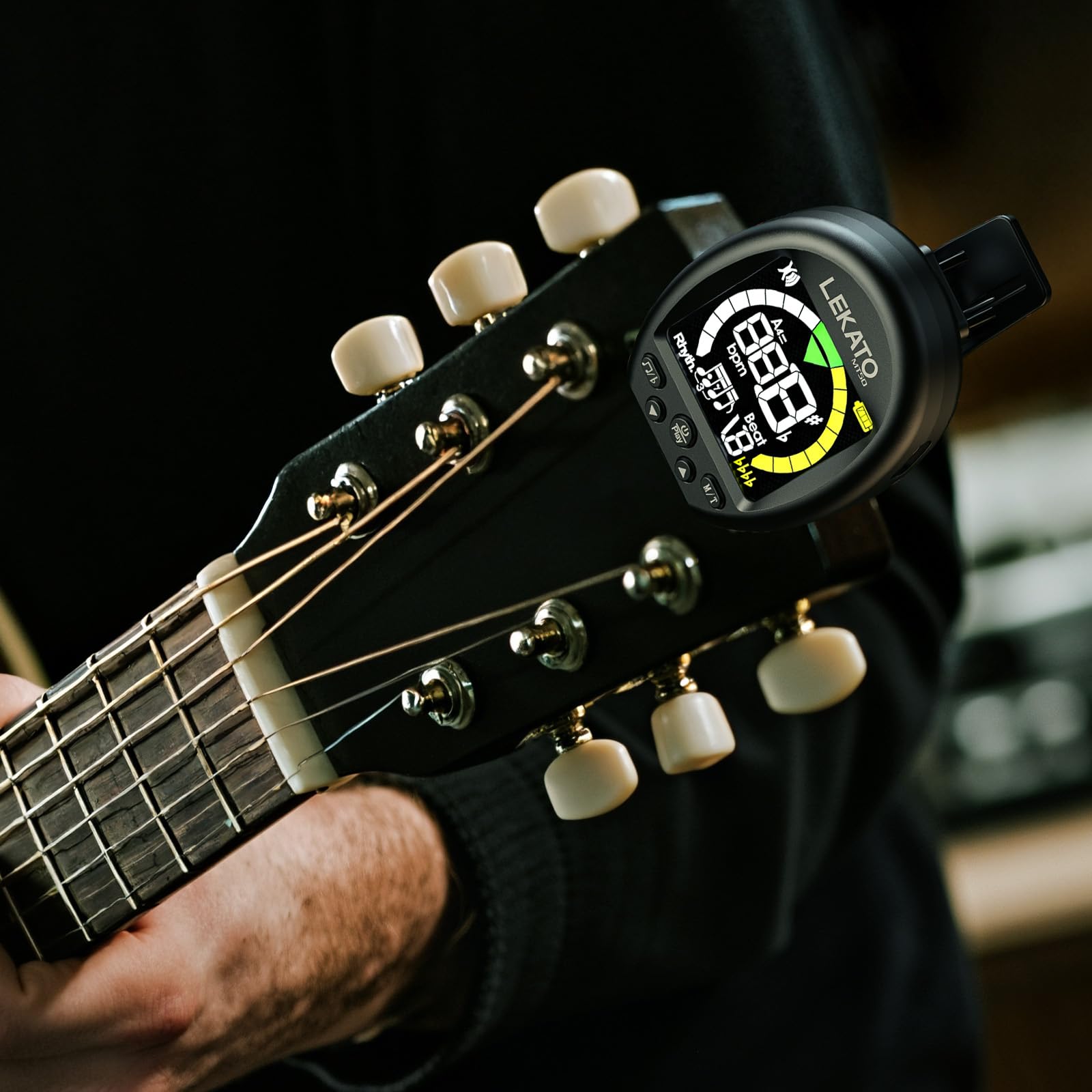 3 in 1 Stimmgerät Gitarre, Metronom-Tongenerator,LEKATO Wiederaufladbares chromatisches tuner mit Farbdisplay und Metronom, Clip-On Tuner für Gitarre, Bass, Ukulele, Violine und andere Instrumente 7