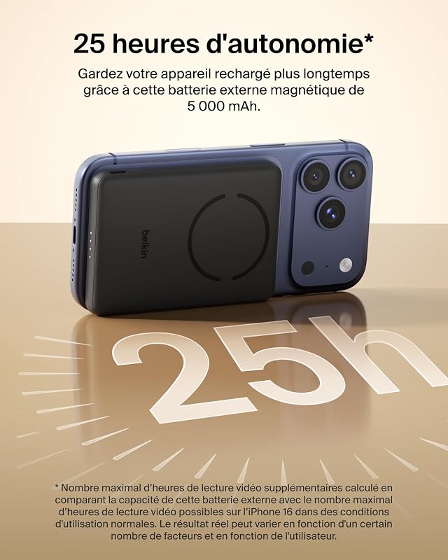 BoostCharge Batterie Externe Magnétique 5 000 mAh - Noir