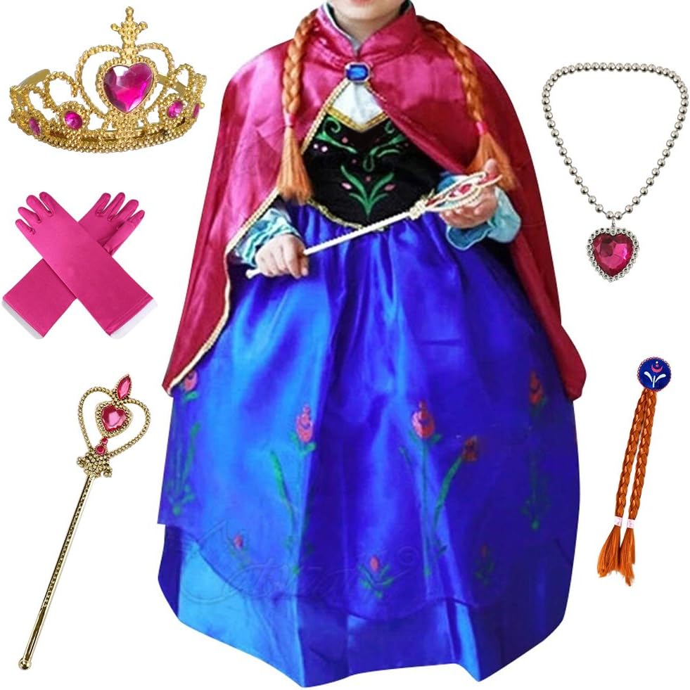 Girls New Princess Party Cosplay Costume Long Dress Up 3-9 Years