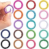 Winsyison Spring O Rings, Round Spring Snap Keyring, Metal Lanyard Clips for Keychain Handbag Purse Dog Chain