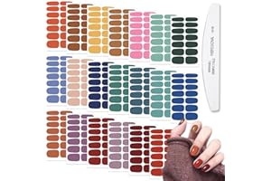 WOKOTO 20 Sheets Solid Color Nail Polish Strips - Self-Adhesive Press On Nail Polish Stickers & Wraps for Women with Nail File Gel Nail Strips Full Wraps for Women Nails Art