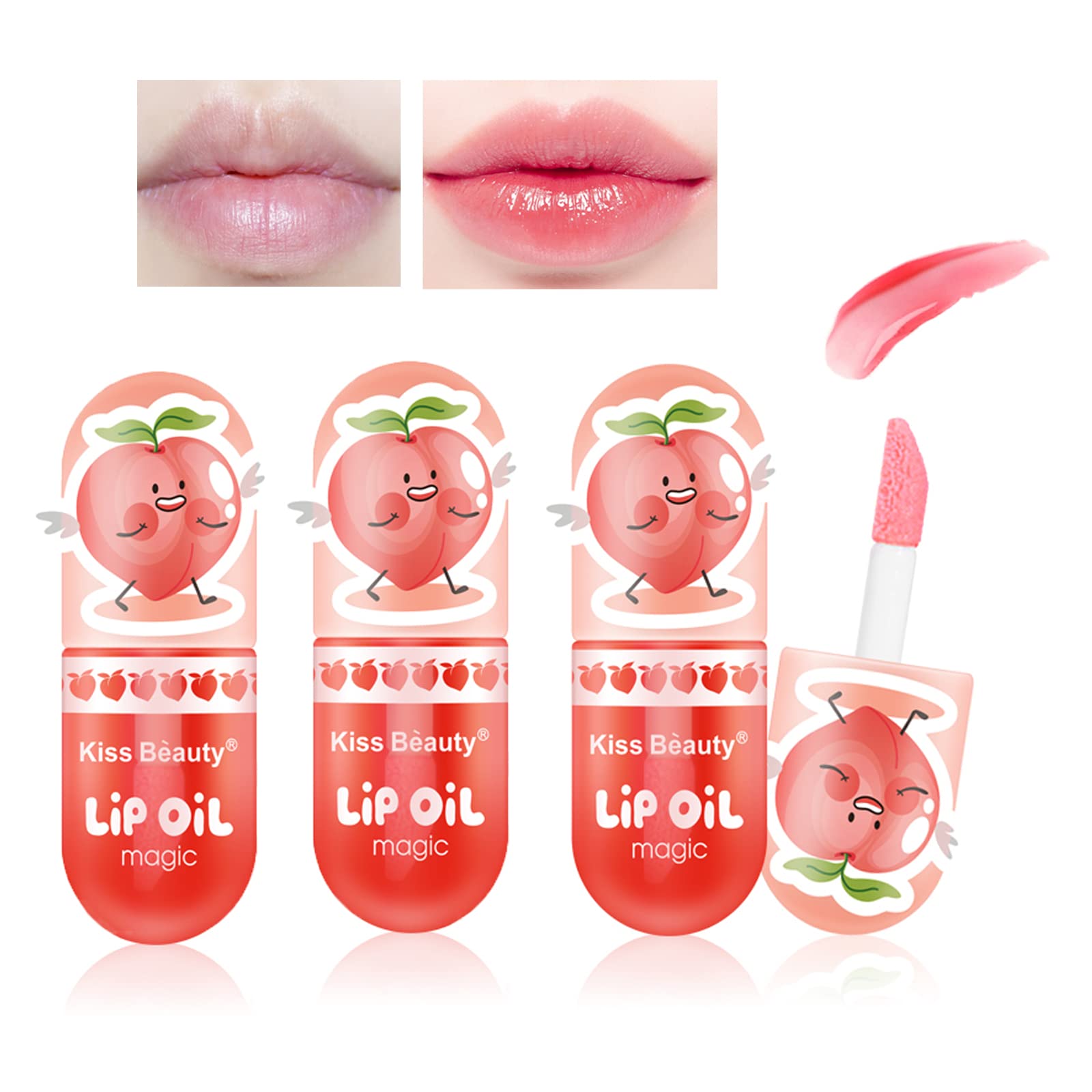 Soelegant Hydrating Plumping Lip Gloss, Temperature Color Changing Long Lasting Moisturizing Lip Care Lip Oil Gloss, Transparent Nourishing Lip Plumper Oil for Women and Girls (3PCS), 9 millilitre