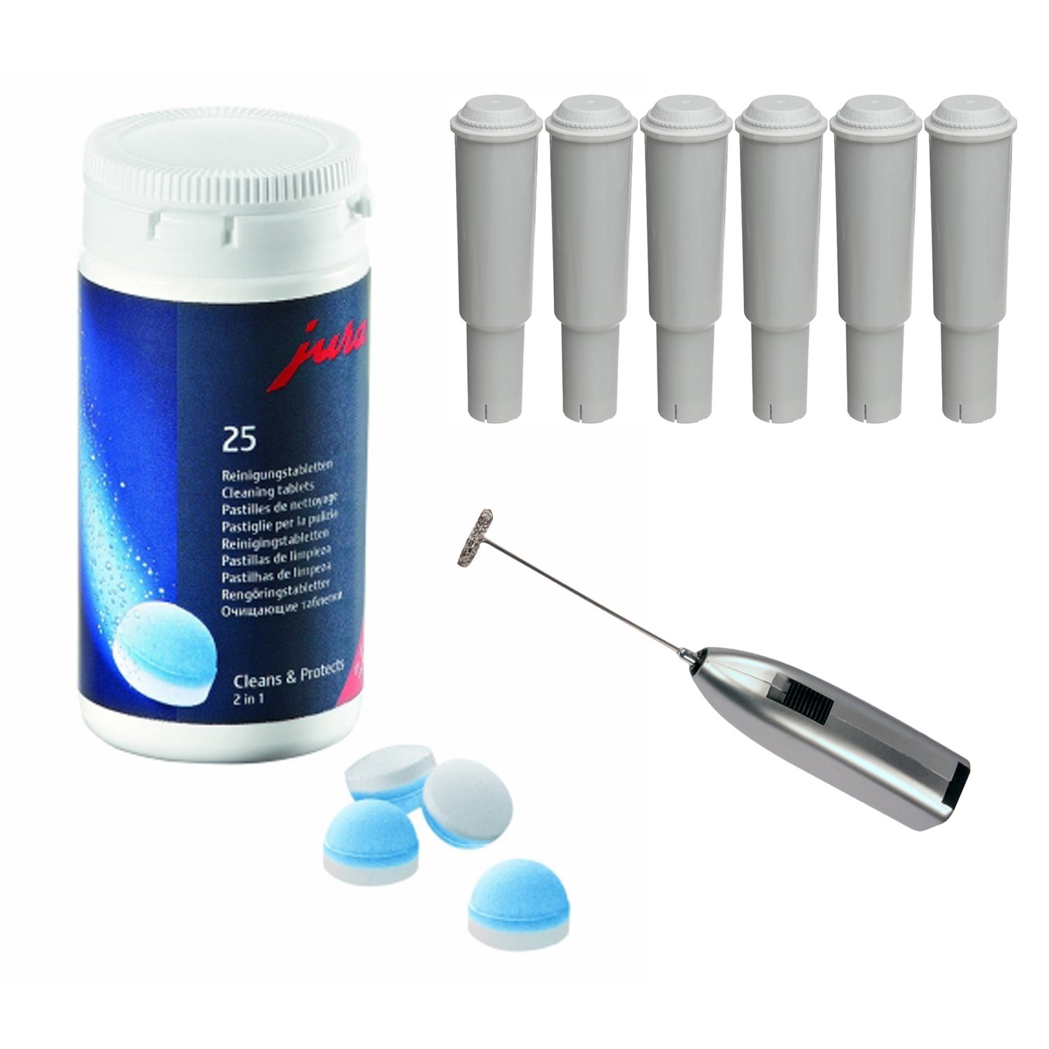 Amazon.com: Capresso 25-Pack 2-Phase Cleaning Tablets For All Jura Capresso  Auto Coffee Centers Bundle with Jura 64553 6-pk Clearyl Water and Knox Milk  ...