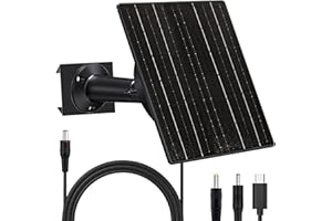VUEBEE 10W Solar Panel with 10400mAh Battery for Security & Trail Cameras, 5V/12V Adjustable Output, USB-C & DC Plugs, IP66 Waterproof, 360° Mount, 9.8ft Cable