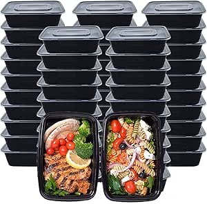 Meal Prep Containers, 50 Pack (750ML/ 26 OZ) Food Storage Containers with Lids, Disposable Bento Box Reusable Plastic Lunch Box Kitchen Food Take-Out Box Microwave/Dishwasher/Freezer Safe