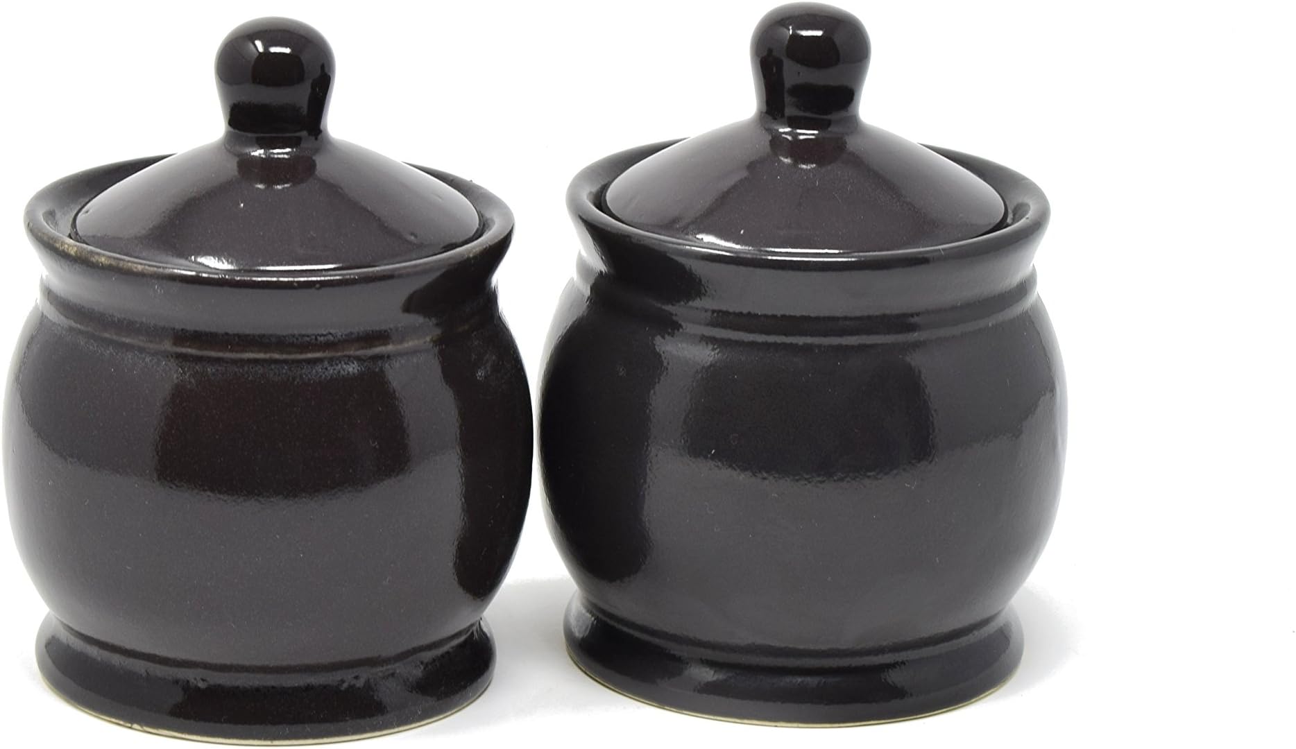 The Himalayan Goods Company Ceramic Handi Container, Utility Box Set, (Black, 300 ml) - Pack of 2